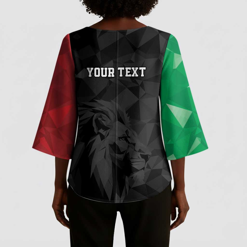 Personalized Kenya Maasai Shield Kimono Sleeve Blouse Green Red Kenyan Lion Half Style