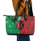 Personalized Kenya Maasai Shield Leather Tote Bag Green Red Kenyan Lion Half Style - African Pride