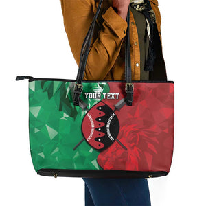 Personalized Kenya Maasai Shield Leather Tote Bag Green Red Kenyan Lion Half Style - African Pride