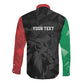 Personalized Kenya Maasai Shield Long Sleeve Button Shirt Green Red Kenyan Lion Half Style - African Pride