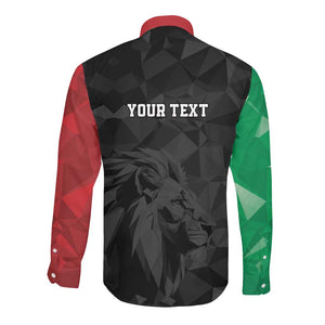Personalized Kenya Maasai Shield Long Sleeve Button Shirt Green Red Kenyan Lion Half Style - African Pride