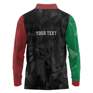 Personalized Kenya Maasai Shield Long Sleeve Polo Shirt Green Red Kenyan Lion Half Style - African Pride