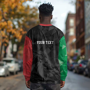 Personalized Kenya Maasai Shield Long Sleeve Shirt Green Red Kenyan Lion Half Style - African Pride