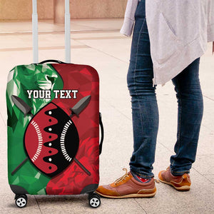 Personalized Kenya Maasai Shield Luggage Cover Green Red Kenyan Lion Half Style - African Pride