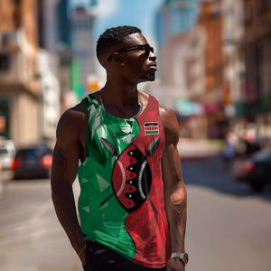 Personalized Kenya Maasai Shield Men Tank Top Green Red Kenyan Lion Half Style - African Pride