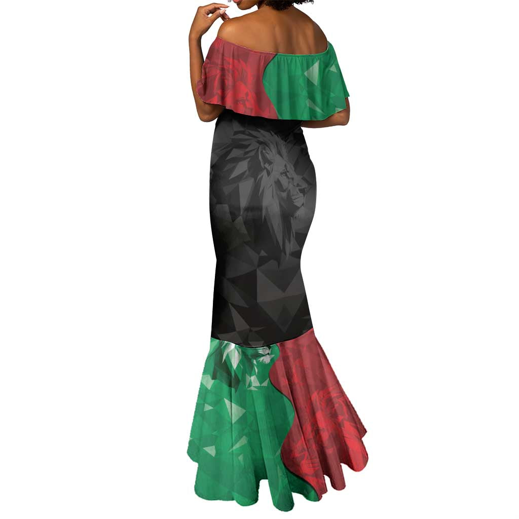 Personalized Kenya Maasai Shield Mermaid Dress Green Red Kenyan Lion Half Style - African Pride