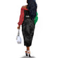 Personalized Kenya Maasai Shield Off The Shoulder Long Sleeve Dress Green Red Kenyan Lion Half Style - African Pride