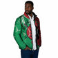 Personalized Kenya Maasai Shield Padded Jacket Green Red Kenyan Lion Half Style