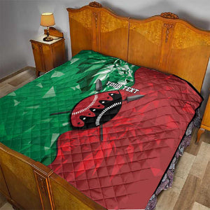 Personalized Kenya Maasai Shield Quilt Green Red Kenyan Lion Half Style - African Pride