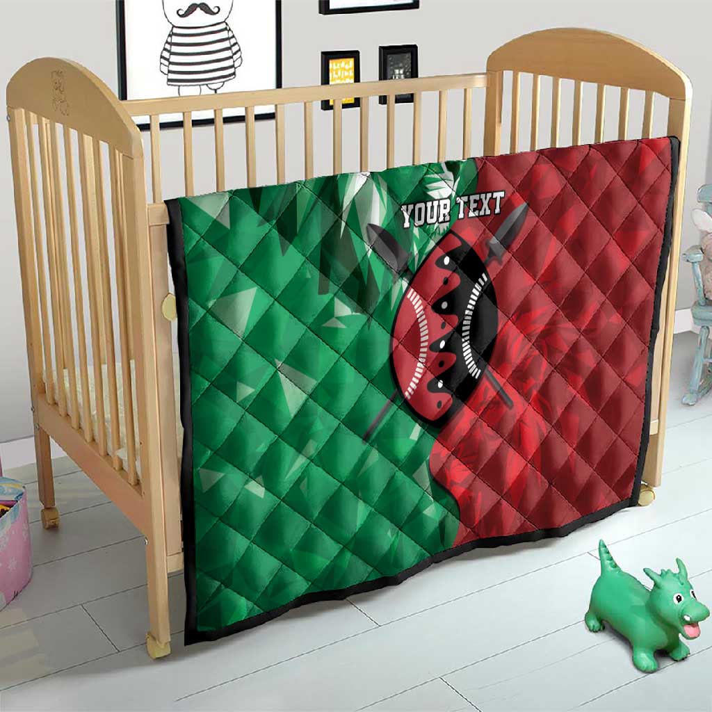 Personalized Kenya Maasai Shield Quilt Green Red Kenyan Lion Half Style - African Pride