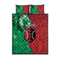 Personalized Kenya Maasai Shield Quilt Bed Set Green Red Kenyan Lion Half Style - African Pride