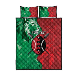 Personalized Kenya Maasai Shield Quilt Bed Set Green Red Kenyan Lion Half Style - African Pride