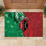 Personalized Kenya Maasai Shield Rubber Doormat Green Red Kenyan Lion Half Style - African Pride