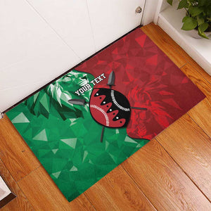 Personalized Kenya Maasai Shield Rubber Doormat Green Red Kenyan Lion Half Style - African Pride