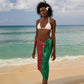 Personalized Kenya Maasai Shield Sarong Green Red Kenyan Lion Half Style - African Pride