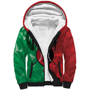 Personalized Kenya Maasai Shield Sherpa Hoodie Green Red Kenyan Lion Half Style - African Pride