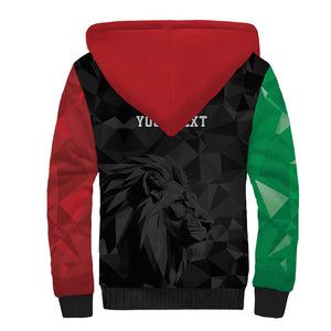 Personalized Kenya Maasai Shield Sherpa Hoodie Green Red Kenyan Lion Half Style - African Pride