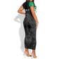 Personalized Kenya Maasai Shield Short Sleeve Bodycon Dress Green Red Kenyan Lion Half Style - African Pride