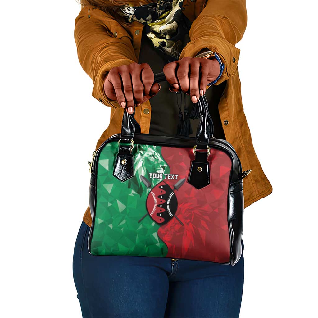Personalized Kenya Maasai Shield Shoulder Handbag Green Red Kenyan Lion Half Style - African Pride