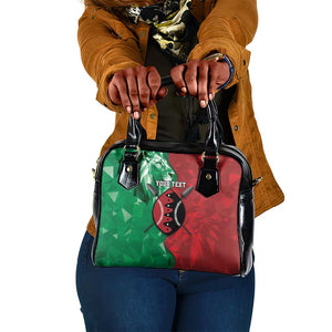 Personalized Kenya Maasai Shield Shoulder Handbag Green Red Kenyan Lion Half Style - African Pride