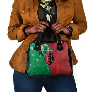 Personalized Kenya Maasai Shield Shoulder Handbag Green Red Kenyan Lion Half Style - African Pride