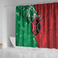 Personalized Kenya Maasai Shield Shower Curtain Green Red Kenyan Lion Half Style - African Pride