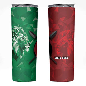 Personalized Kenya Maasai Shield Skinny Tumbler Green Red Kenyan Lion Half Style - African Pride
