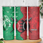 Personalized Kenya Maasai Shield Skinny Tumbler Green Red Kenyan Lion Half Style - African Pride