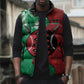Personalized Kenya Maasai Shield Sleeveless Puffer Jacket Green Red Kenyan Lion Half Style