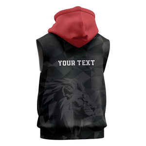 Personalized Kenya Maasai Shield Sleeveless Zip Hoodie Green Red Kenyan Lion Half Style - African Pride