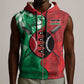 Personalized Kenya Maasai Shield Sleeveless Zip Hoodie Green Red Kenyan Lion Half Style - African Pride