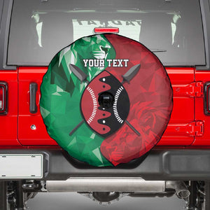 Personalized Kenya Maasai Shield Spare Tire Cover Green Red Kenyan Lion Half Style - African Pride