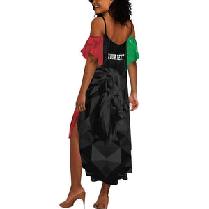 Personalized Kenya Maasai Shield Summer Maxi Dress Green Red Kenyan Lion Half Style - African Pride