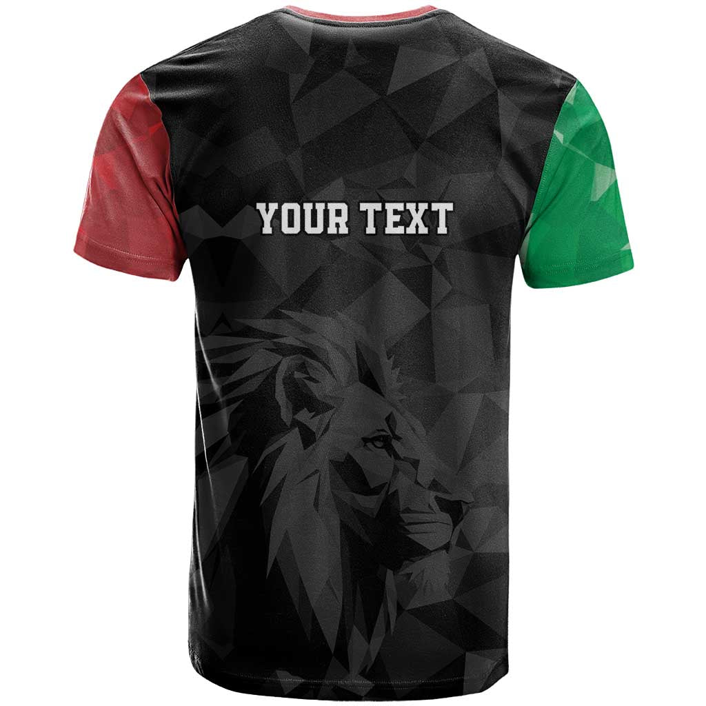 Personalized Kenya Maasai Shield T shirt Green Red Kenyan Lion Half Style - African Pride