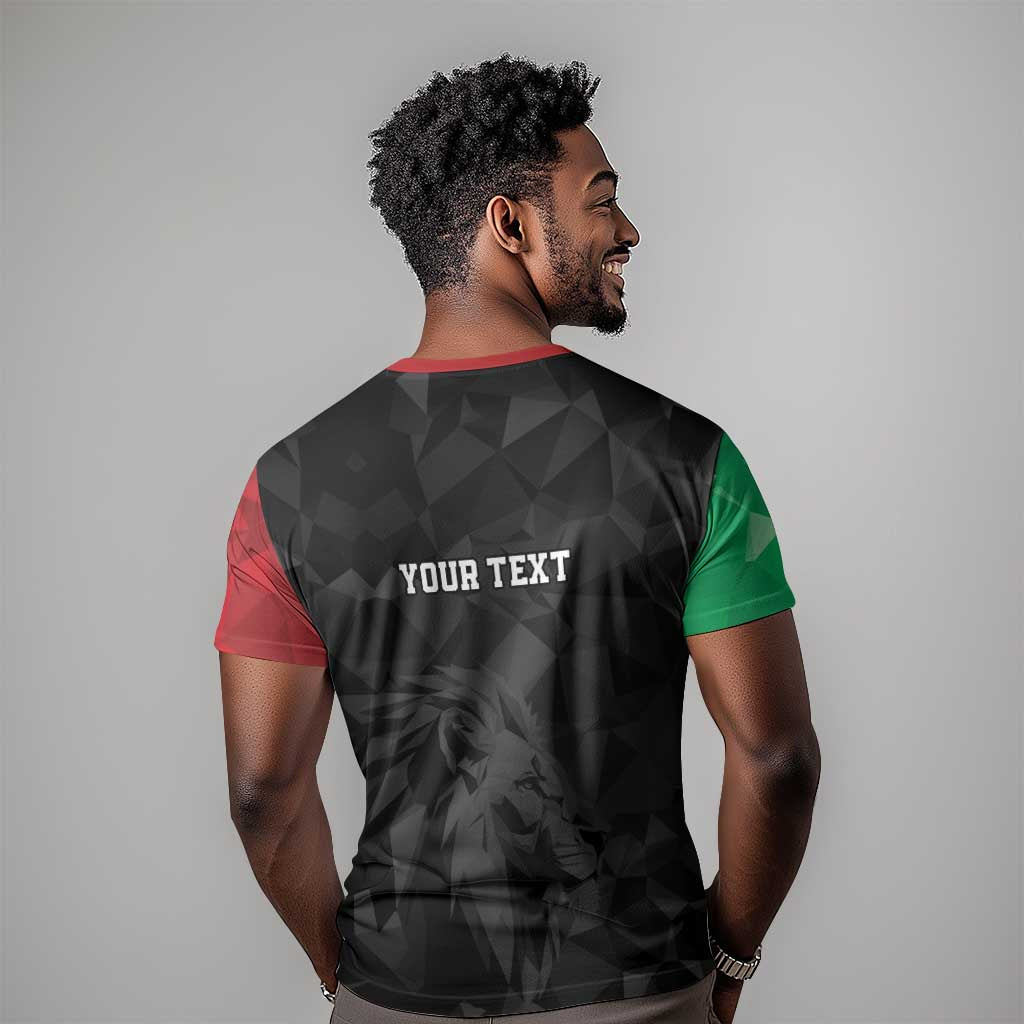 Personalized Kenya Maasai Shield T shirt Green Red Kenyan Lion Half Style - African Pride