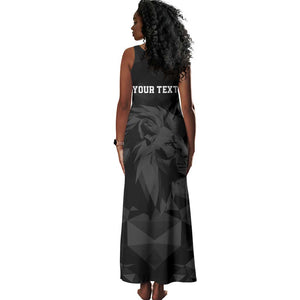 Personalized Kenya Maasai Shield Tank Maxi Dress Green Red Kenyan Lion Half Style - African Pride