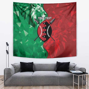 Personalized Kenya Maasai Shield Tapestry Green Red Kenyan Lion Half Style - African Pride