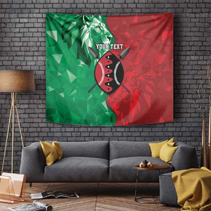 Personalized Kenya Maasai Shield Tapestry Green Red Kenyan Lion Half Style - African Pride