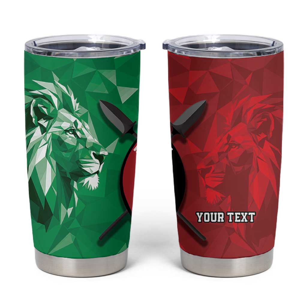 Personalized Kenya Maasai Shield Tumbler Cup Green Red Kenyan Lion Half Style - African Pride
