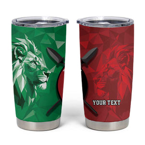 Personalized Kenya Maasai Shield Tumbler Cup Green Red Kenyan Lion Half Style - African Pride