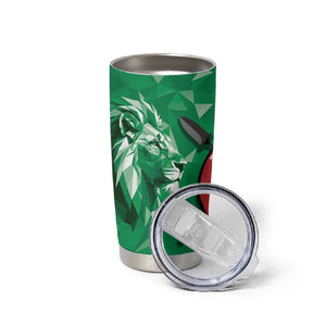 Personalized Kenya Maasai Shield Tumbler Cup Green Red Kenyan Lion Half Style - African Pride