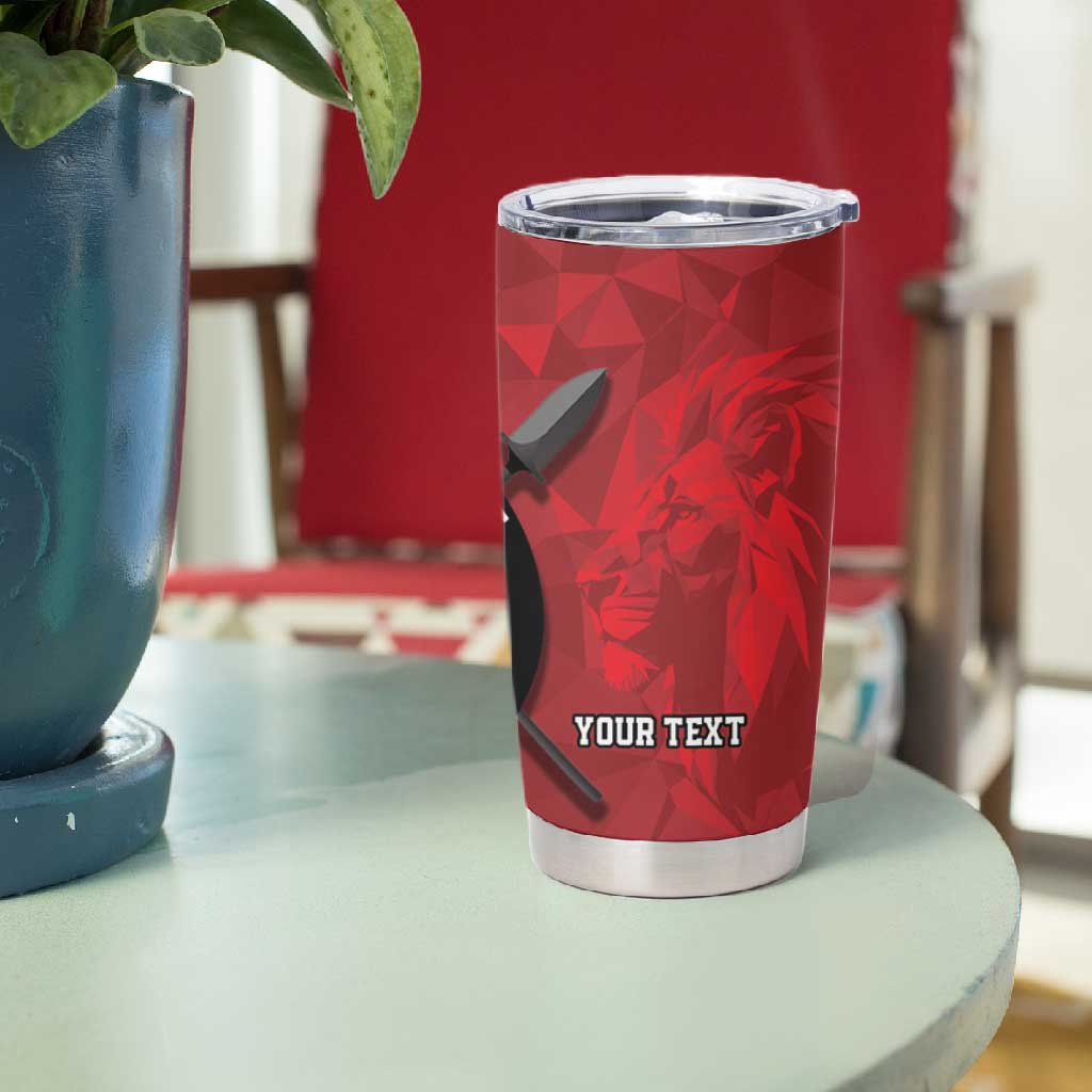 Personalized Kenya Maasai Shield Tumbler Cup Green Red Kenyan Lion Half Style - African Pride