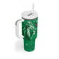 Personalized Kenya Maasai Shield Tumbler With Handle Green Red Kenyan Lion Half Style - African Pride