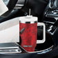 Personalized Kenya Maasai Shield Tumbler With Handle Green Red Kenyan Lion Half Style - African Pride