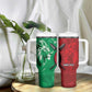 Personalized Kenya Maasai Shield Tumbler With Handle Green Red Kenyan Lion Half Style - African Pride