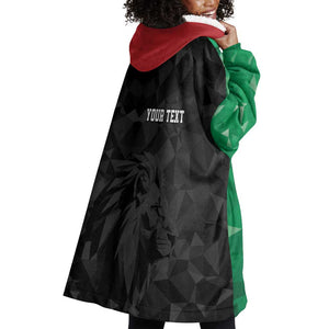 Personalized Kenya Maasai Shield Wearable Blanket Hoodie Green Red Kenyan Lion Half Style - African Pride