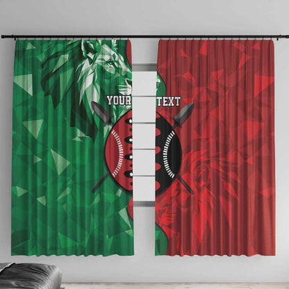 Personalized Kenya Maasai Shield Window Curtain Green Red Kenyan Lion Half Style - African Pride