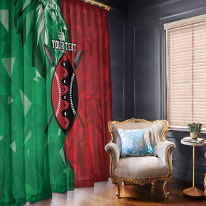 Personalized Kenya Maasai Shield Window Curtain Green Red Kenyan Lion Half Style - African Pride