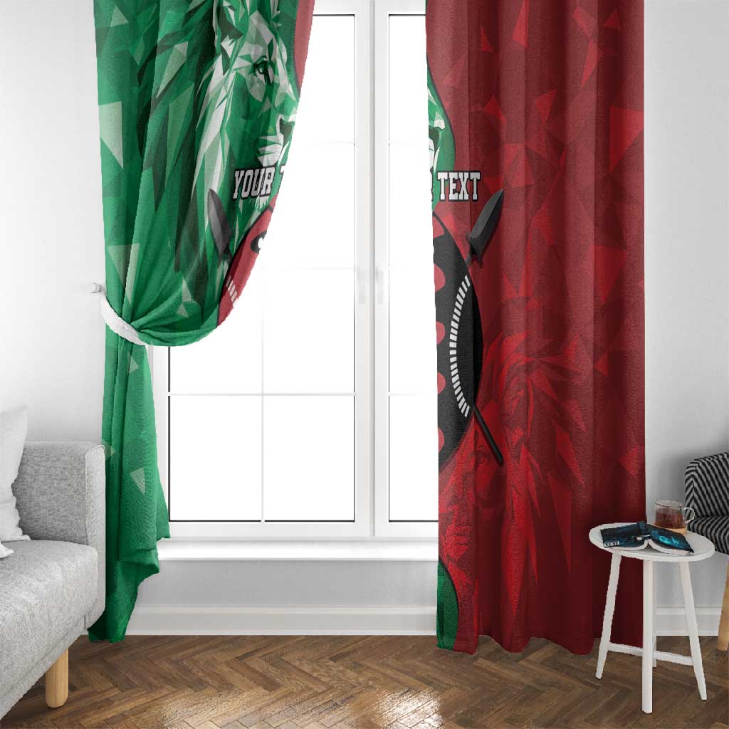 Personalized Kenya Maasai Shield Window Curtain Green Red Kenyan Lion Half Style - African Pride