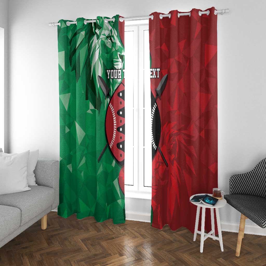Personalized Kenya Maasai Shield Window Curtain Green Red Kenyan Lion Half Style - African Pride